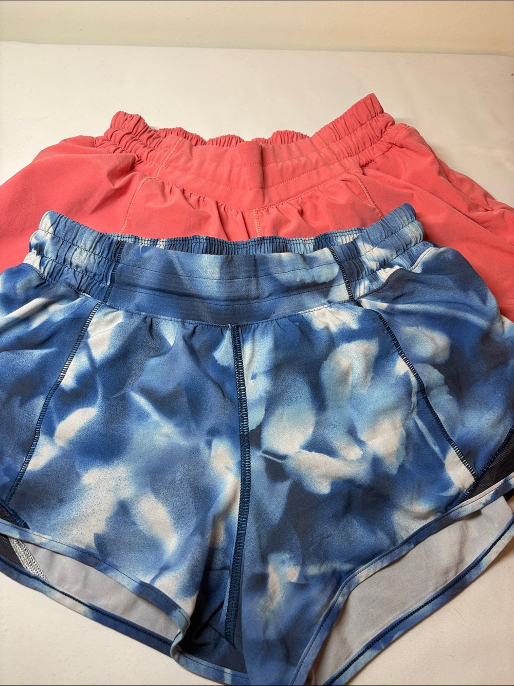 Lululemon Lot of Two Coral/ Blue Hotty Hot Shorts Size 6